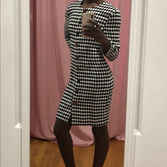 Houndstooths Jeweled Button Dress - Picture 3 of 3